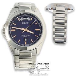 O Casio 5336 Mtp-1370d-2avdf Quadrante Blu Day-date In Accia