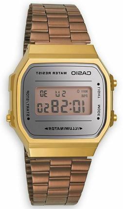 O A-168wecm-5 , Batt.7anni Illuminator Crono Sveglia  Gold-r