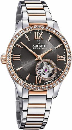 O Automatico Donna Festina Acciaio Fondo Nero E Rosa Con Zir
