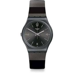 O Swatch Blackeralda Gb430 Watch Silicone Nero Grigio Strisc