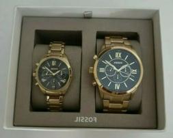 O Fossil Bq2400set Regalo Uomo-donna 2 Cronografi In Acciaio