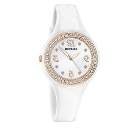 O Da Donna Cinturino In Gomma Bianco E Strass Analogico Caly