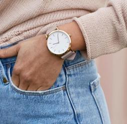 O Da Donna Con Quadrante Color Oro E Cinturino Grigio