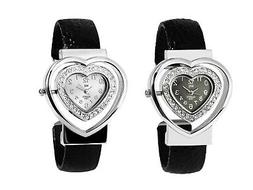 O Da Donna Rigido Polso Bracciale Cristallo Cuore Ecopelle A