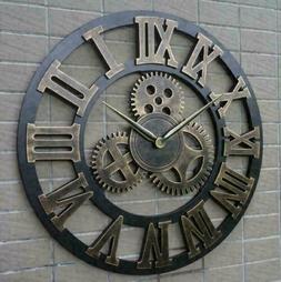 O Da Parete In Legno Vintage Con Ingranaggi In Metallo Con N