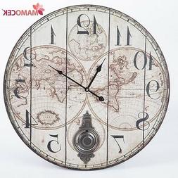 O Da Parete Muro In Legno " Mondo" Cm.58 Planisfero Shabby C