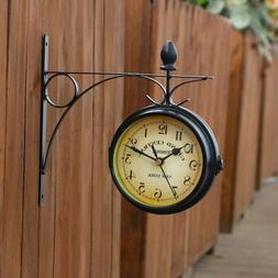 O Da Parete Vintage Metallo Muro Stazione Quadrante Doppio F