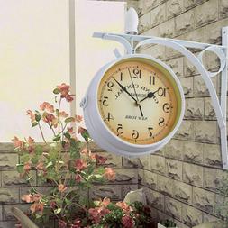 O Da Parete Vintage Metallo Muro Stazione Quadrante Doppio F