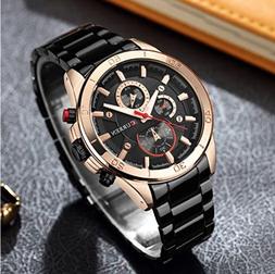 O Da Polso Da Uomo In Acciaio Elegante Classico Nero E Oro R