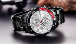 O Da Polso Uomo In Acciaio Inox  Sportivo Nautica Nero E Bia