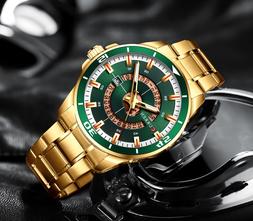 O Da Polso Uomo In Acciaio Navy Nautica Oro E Verde Classic 