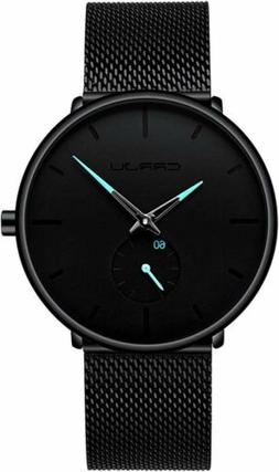 O Da Polso Uomo Quarzo Ultra Sottile Elegante Sportivo Nero 
