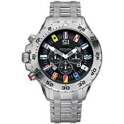 O Nautica Da Uomo Al Quarzo Crono Bandierine Acciaio Nero A2