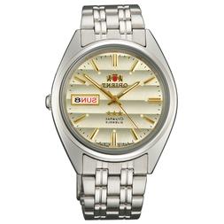 O Orient Da Uomo Al Quarzo Polso Argento Analogico Watch 3 S