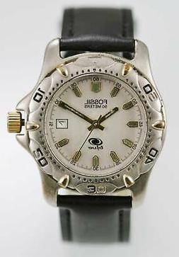 O Da Uomo Bianco Acciaio Inox Argento Oro 50m Nero Pelle Qua