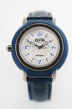 O Da Uomo Blu In Pelle Argento Acciaio Inox Batteria Bianco 