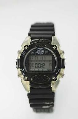 O Da Uomo Chrono Allarme Data 24hr Gomma Nera Acciaio 100m Q