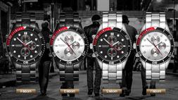 O Da Uomo In Acciaio Nero E Argento Sportivo 3atm/30mt Casua