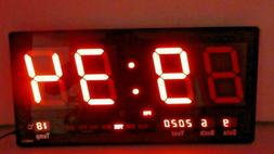 O Digitale Da Parete Muro Led Rosso Datario Temperatura Tabe