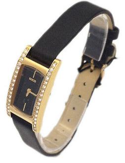 O Donna Acciaio Dorato Guess Cristalli Cinturino Nero Nuovo 