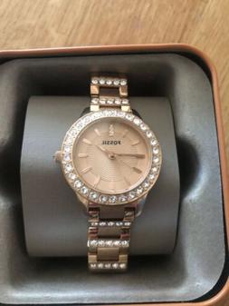 O Fossil Donna Acciaio Rosa Con Strass