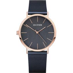 O Donna Bering Cassa Rosa E Cinturino Maglia Milano Blu 1343