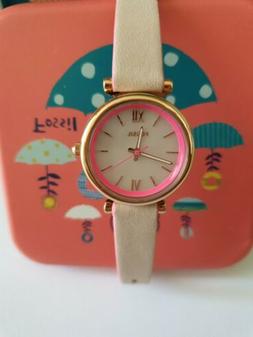 O Donna Fossil Con Cinturino In Pelle Rosa E Cassa In Acciai