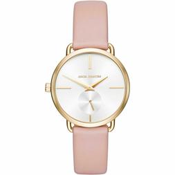 O Donna Michael Kors Mk2659 Polso Cinturino Pelle Rosa Bianc