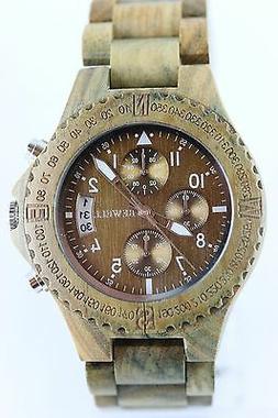 O In Legno Da Uomo Cronografo Data Sandelholz-gr&uuml;n Regalo P