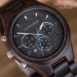 O In Legno Ebano Cronografo Uomo Cronometro Calendario