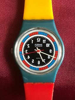 O Swatch Lady Tri-color Racer -1985! Vintage! Funziona! Raro