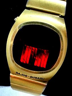 O Rare Watch Vintage Led Red Solar Power Uranus Space Usa U.