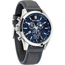 O Sector 180 R3271690014 Watch Pelle Nera Cronografo Blu Uom