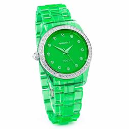 O T-color Donna Ragazza Verde Trasparente E Cristalli Swarov