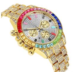 O Unisex Da Polso Acciaio Diamond Rainbow Dorato Gold Zircon