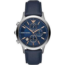 O Uomo Armani Acciaio Analogico Cronografo Cinturino In Pell