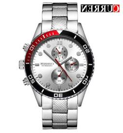 O Uomo Acciaio Inox Nero Da Polso Classico Sportivo Argento 