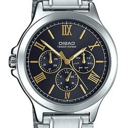 O Uomo Casio Acciaio Mtp-v300d-1a2 Quadrante Nero Numeri Rom