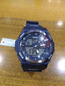 O Uomo Lorus Analogico E Digitale Cinturino In Gomma, Nuovo!