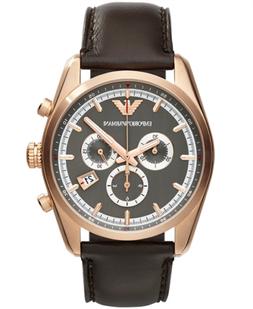 O Uomo Emporio Armani Ar6005 Crono Quadrante Grigio In Pelle