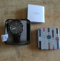O Fossil Uomo Bq2229 Cronografo Cinturino Pelle Marrone Cass