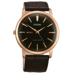 O Orient Uomo Cinturino In Pelle Nero Al Quarzo Analogico Da