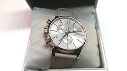 O Uomo Ck Calvin Klein  Pelle Nero Silver Swiss Made