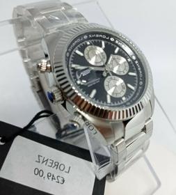 O Uomo,cronografo,nero,cassa Acciaio 38 Mm,bracciale,100 Mt,