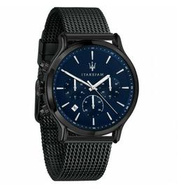O Maserati Uomo Da Polso Epoca In Acciaio Nero Blu Cronograf
