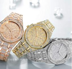 O Uomo-donna Quarzo Acciaio Diamond Watch Strass-brillantini