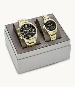 O Fossil Uomo Donna Set Regalo Cronografo Acciaio Tonalita' 