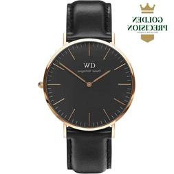 O Daniel Wellington Uomo Dw00100127 40mm Pelle Nero Goldrose