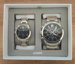O Fossil Uomo E Donna Set Regalo 2 Cronografo In Acciaio Oro