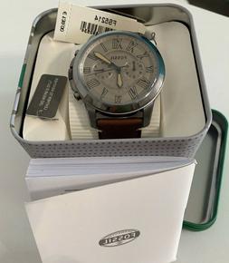 O Uomo Fossil Grant Fs5214 Cassa Acciaio Pelle Marrone Quarz